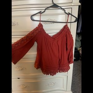 Off Shoulder Orange/Red Top